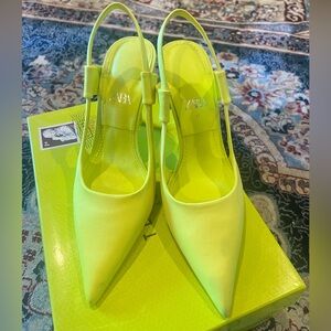 Zara Bright Yellow Slingback Heels US 6.5 EU 37